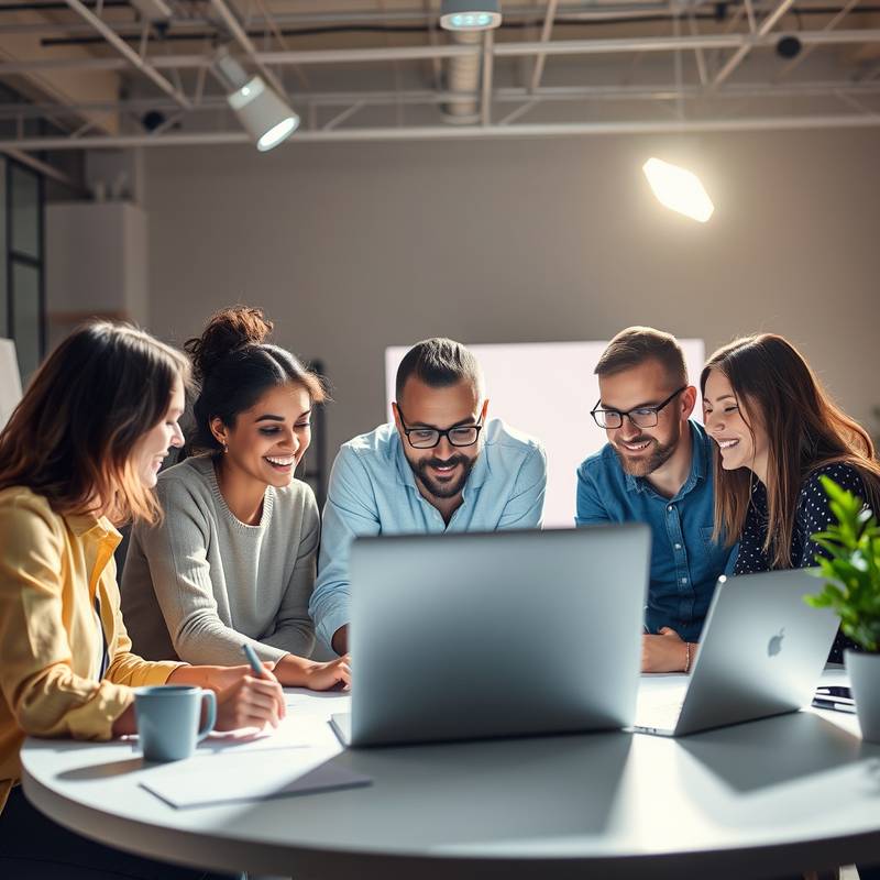 A group of people collaborating on a digital project
