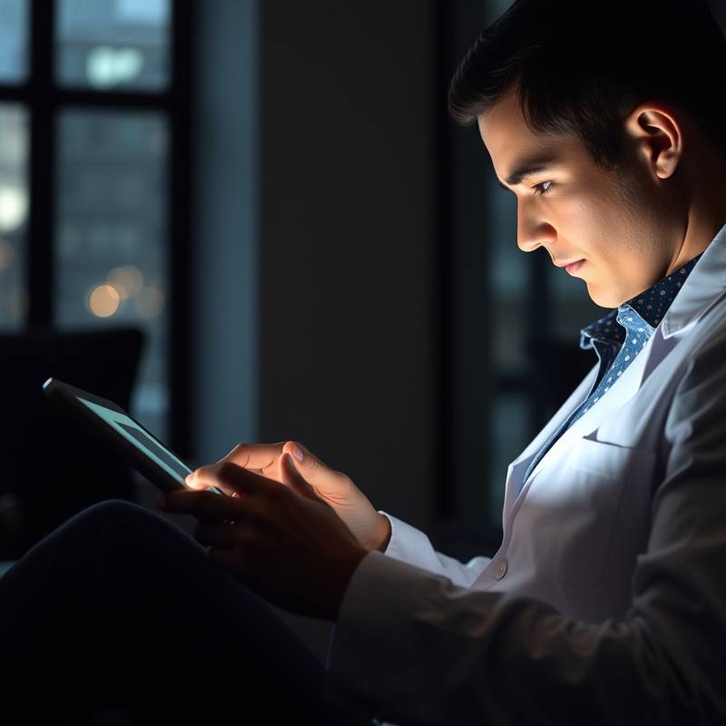 A person using a tablet to learn about data science