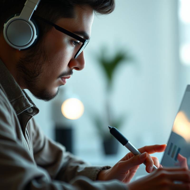 Close up of a person designing with digital tools