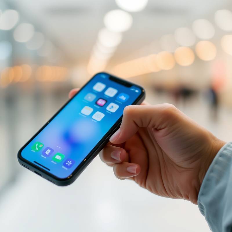 Someone holding a phone showing an application interface